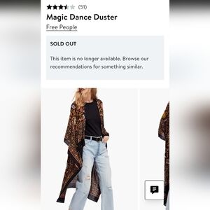 Free People Magic Dance Duster - Black with Warm Paisley Print One Size Fits All